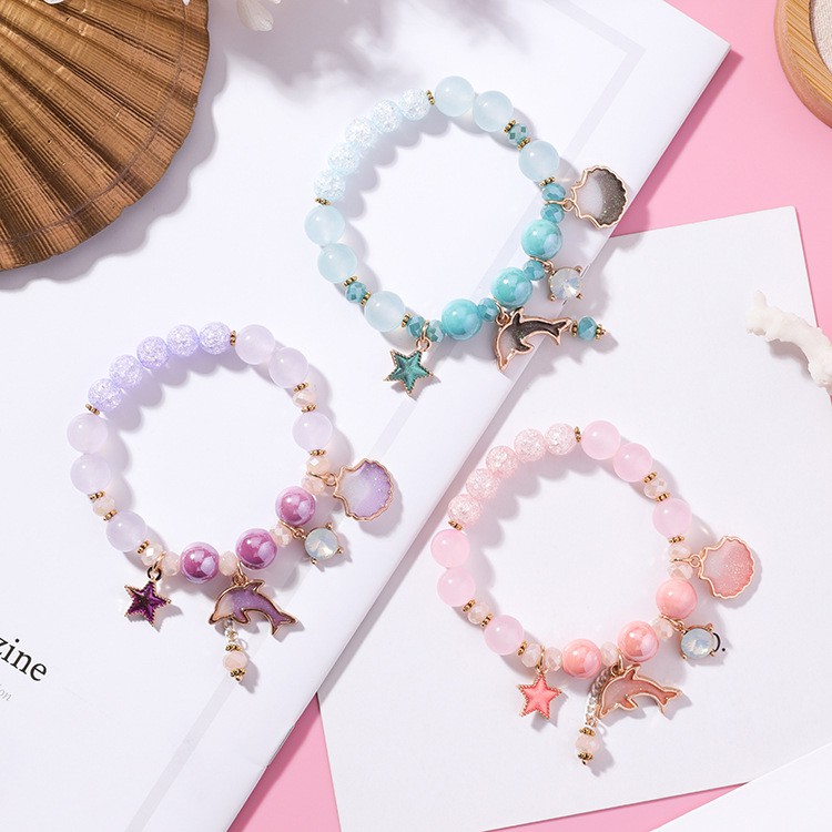 XiaoboACC Korean Fashion Marine Style Dolphin Shell Pentagram Crystal Bracelet