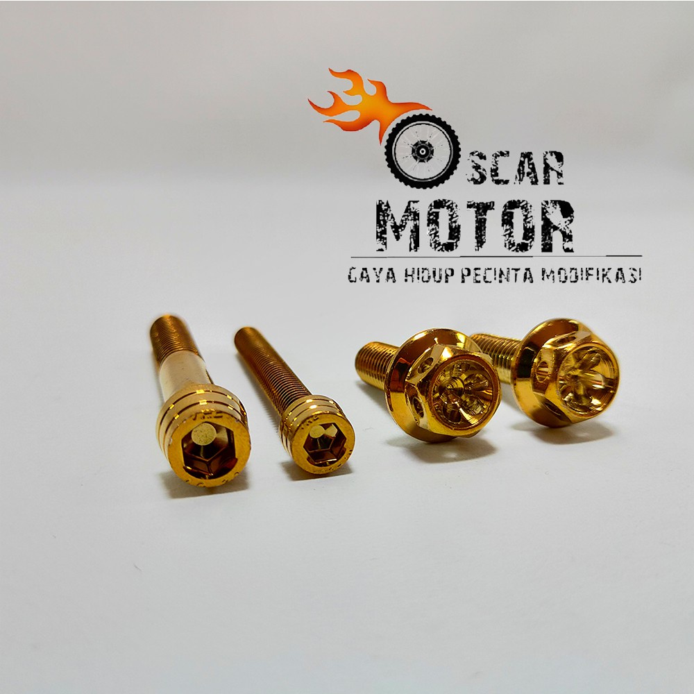 BAUT PROBOLT KERUCUT KALIPER MONOBLOK HONDA GOLD FLOWER 1SET 4PCS motor