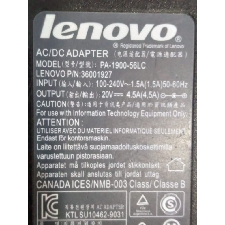ORI 20V 4.5A  A090 ADP-90DD B   Lenovo Y460 Y470 Y580 G480 Y450 IDEAPAD Z570 1024-DEU 54Y8864 Laptop