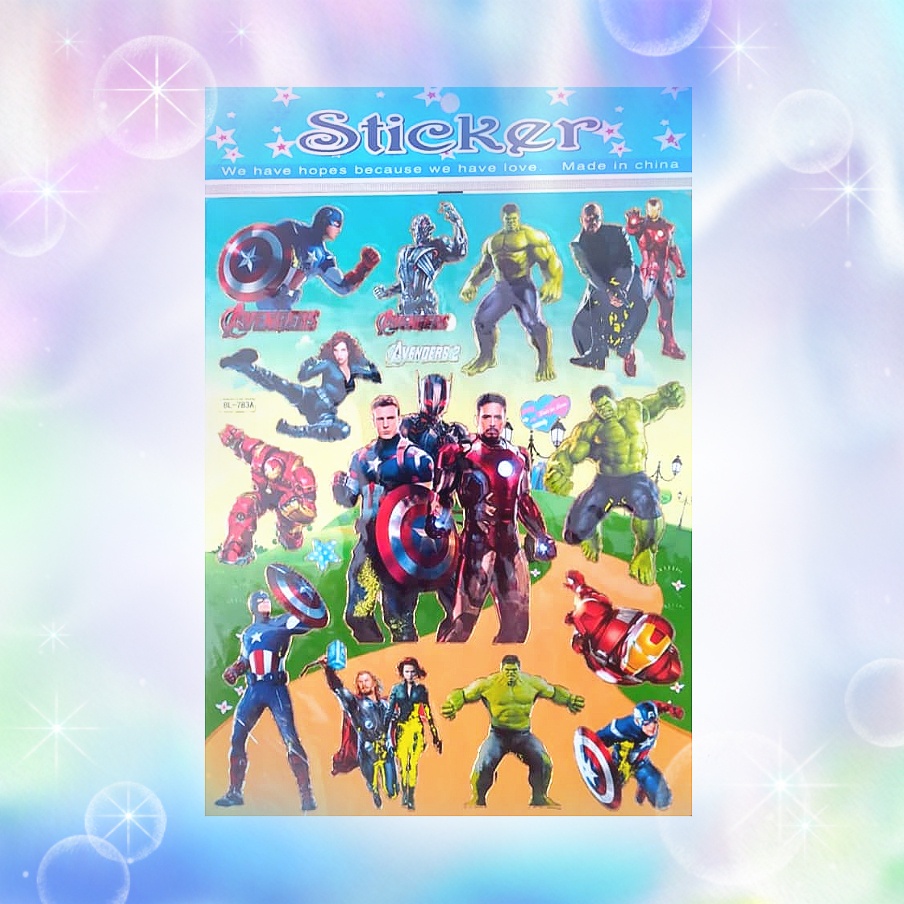 Gambar Tempel Laser Sticker Stiker Laser Anak Karakter Kartun Marvel Avengers