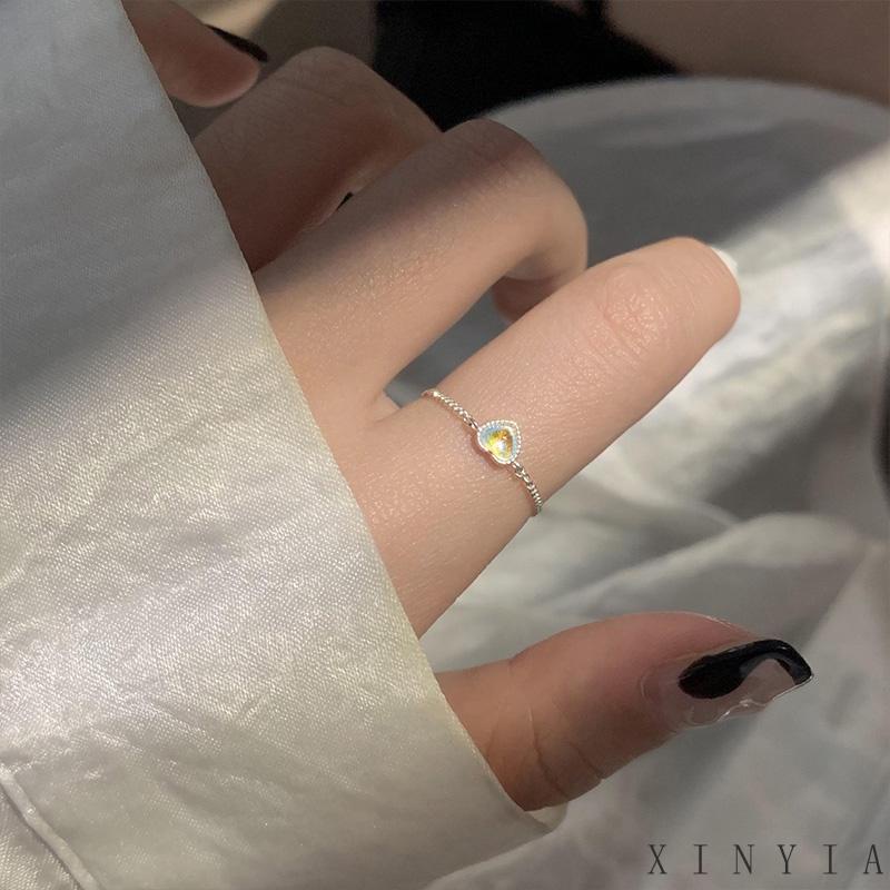 Xia.id Cincin Jari Telunjuk Wanita Desain Rantai Hati Simple Mewah