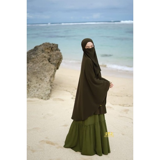 hafsah set gamis set crincle manset cincin by hanifah muslimah