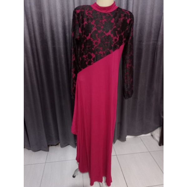Gamis Brokat Pink Hitam