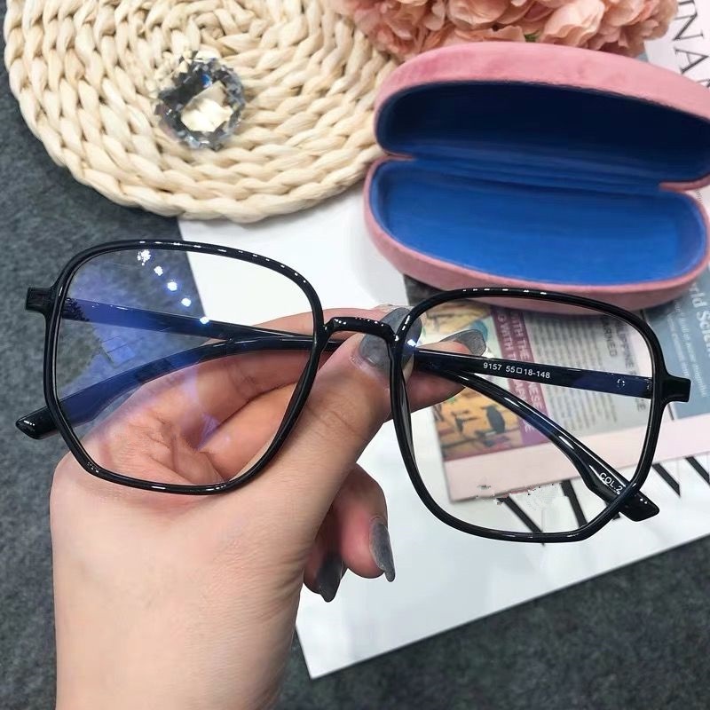 We Flower Kacamata Retro Frame Kotak Lensa Bening Blokir Cahaya Biru Untuk Pria / Wanita