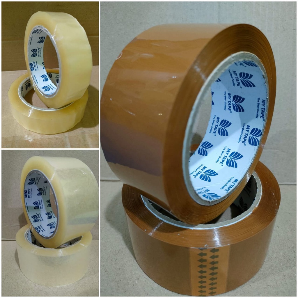 Lakban Isolasi Coklat dan Bening OPP Tape 100 Yard (Varian 45mm 2 inch dan 24mm 1 Inch) Harga Satuan