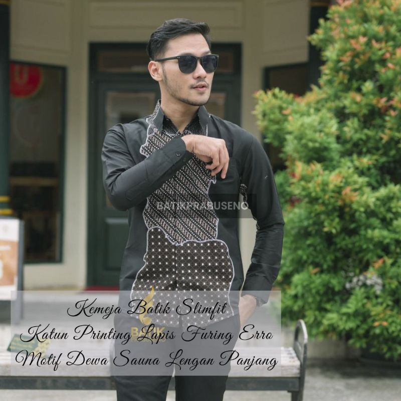 DEWA SAUNA KEMEJA PRIA LENGAN PANJANG PREMIUM KATUN PRINTING BAJU SERAGAM KANTOR Batik Prabuseno ori