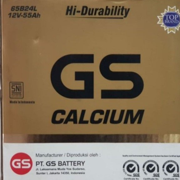 Aki Mobil GS Astra Calcium 65B24L 55Ah Garansi 12 bln