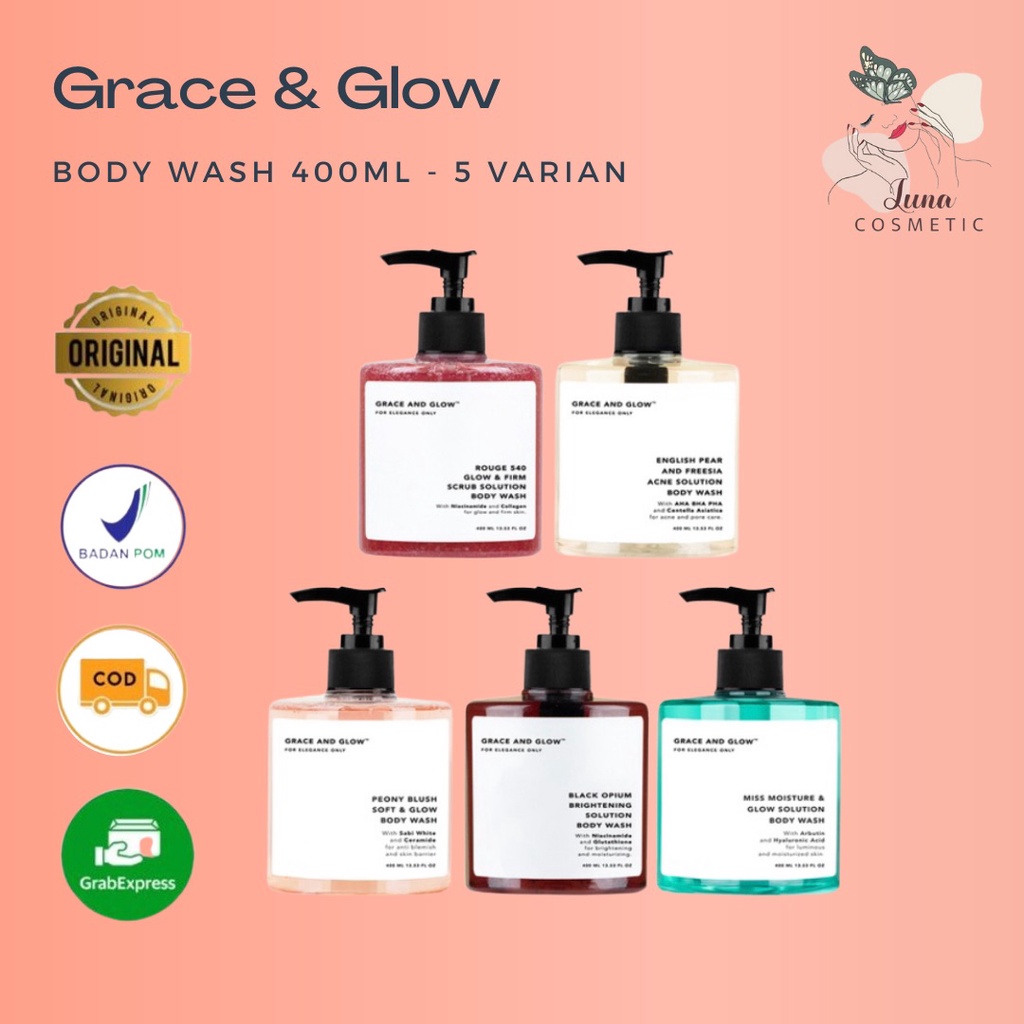 Grace &amp; Glow Black Opium Brightening / English Pear / Rouge 540 / Peony Blush / Miss Moisture Freesia Anti-Acne Solution Body Wash Grace and Glow Body Wash English Pear / Black Opium