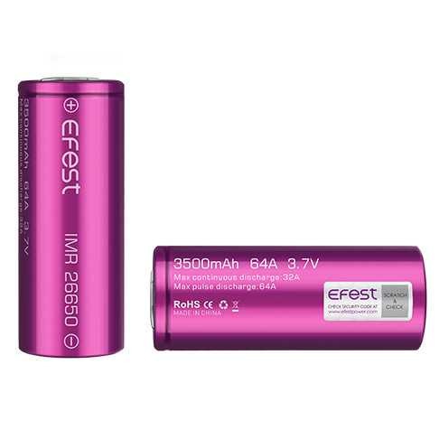 Efest Purple IMR 26650 Li-Mn 3500mAh 3.7V 64A Flat Top - 26650V1
