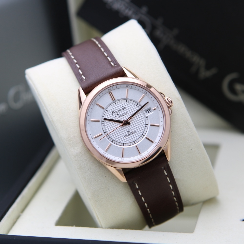 New 2021 Jam Alexander Christie Wanita 8649LD Rosegold Brown Original - Cantik Mewah Elegan