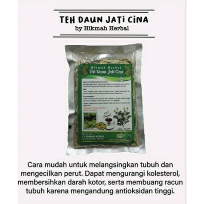 

teh daun jati cina / teh daun jati cina hikmah herbal 40gr / teh diet / teh pelangsing 40gr