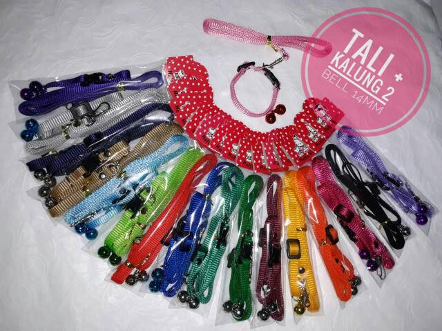 TALI KALUNG polos kucing 2 lonceng 14 mm