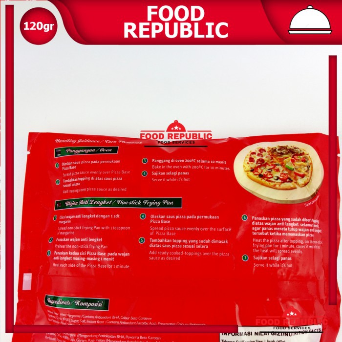 EDO PIZZA BASE 120 GR ISI 3 PCS DIAMETER 15 CM ROTI PIZZA MINI ITALY