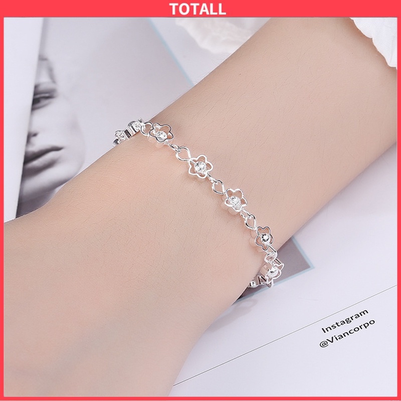 Gelang Wanita Flowers Gelang silver love Heart Produk Baru Di Toko Totall