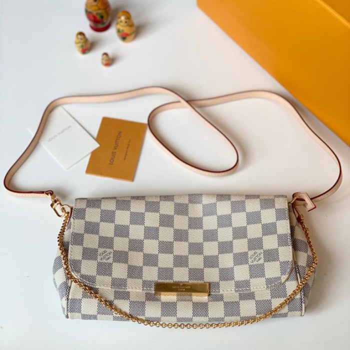 Ready Lv Favorite Pm & Mm (40718 & 40717) Damier Ebene Damier Azur Monogram - Bwhite, Pm