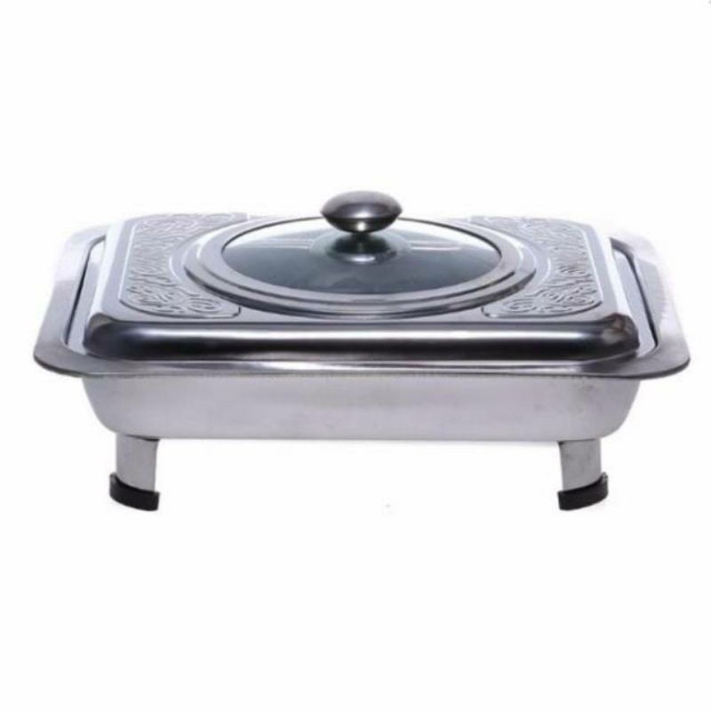 Tempat lauk makan panci prasmanan piring saji catering makanan tutup kaca stainless steel tanpa karat