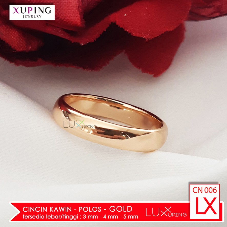 CN 006 Cincin Kawin Xuping Asli Wedding Ring Polos Tanpa Mata Gold Silver Unisex Laki Perempuan Cincin Pertunangan Luxx Xuping