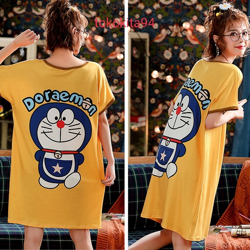 Daster Wanita Import Jumbo Satuan Motif Garfield - Daster Jumbo Bahan Adem Tipis 1Pcs - Daster Import Jumbo Karakter Satuan