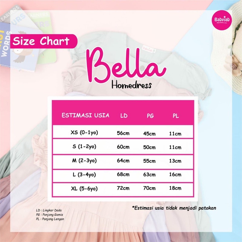 Babyjab Bella Homedress Anak Perempuan - Baju Rumah Homedress Baby Jab Usia 0 1 2 3 4 5 6 Tahun