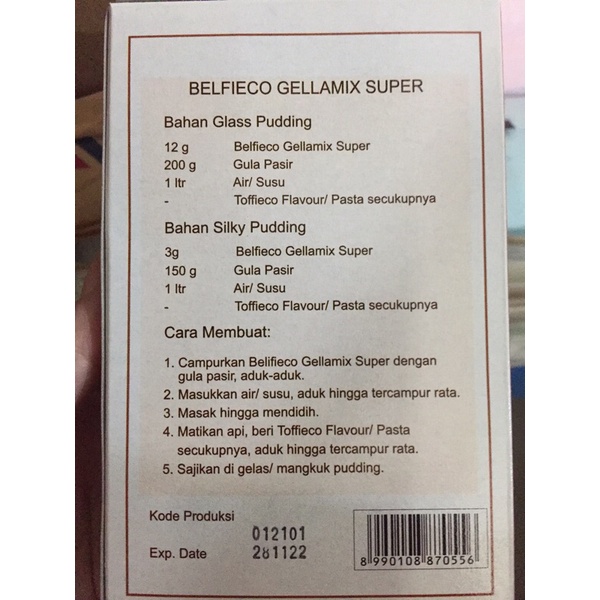 Belfieco Gellamix Super Jelly Instant Powder bubuk Jelly isi 8x12 gr