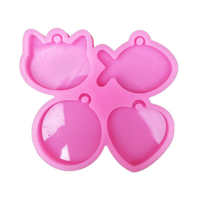 SIY  5Pcs Fish Cat Round Pet Tag Pendant Epoxy Resin Mold Hanging Sign Silicone Mould