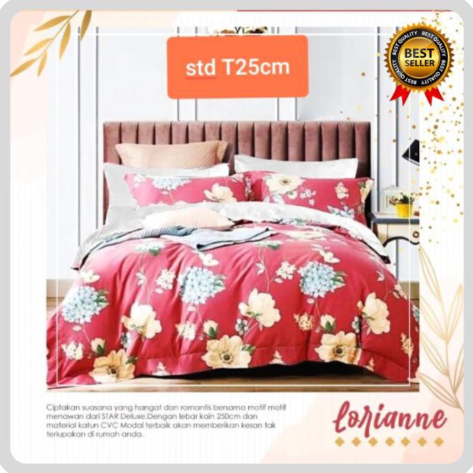 sprei katun jepang 120x200 Warna Merah Motif Bunga - 100×200