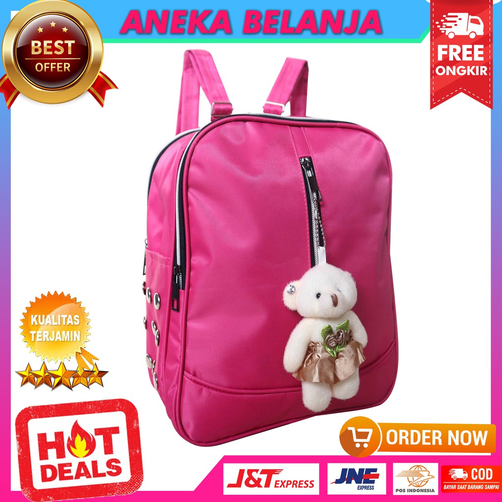 New Arrival Tas Ransel Khusus Wanita Lucu Kekinian Fashionable Stylish Aksesoris Boneka Keren Casual Backpack Cewek Sekolah Hangout Bahan Tebal Awet Harga Terlaris Termurah Berkualitas