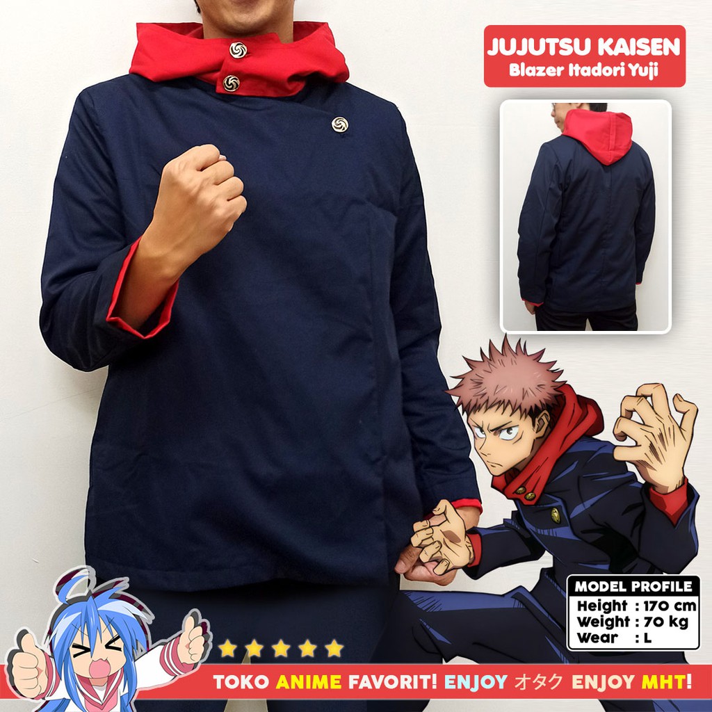 Blazer Jaket Anime Gakuran Jujutsu Kaisen Itadori Yuji Sukuna Cosplay