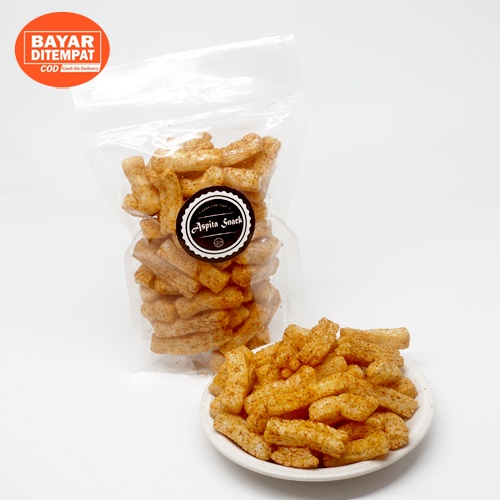 

Makanan ringan kerupuk stik pedas gurih - Aspita snack