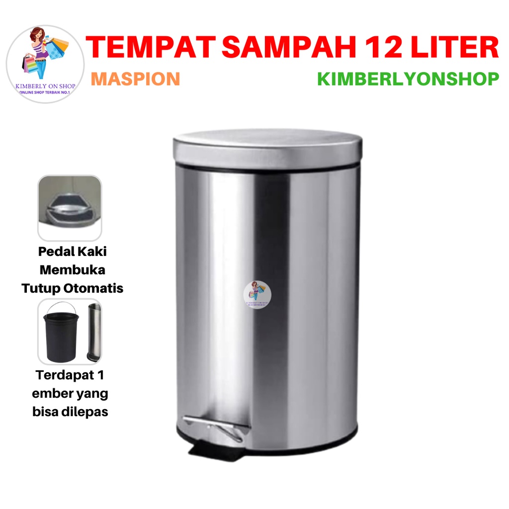 Tempat Sampah Dust Bin Injak Stainless Steel 12 Liter Maspion