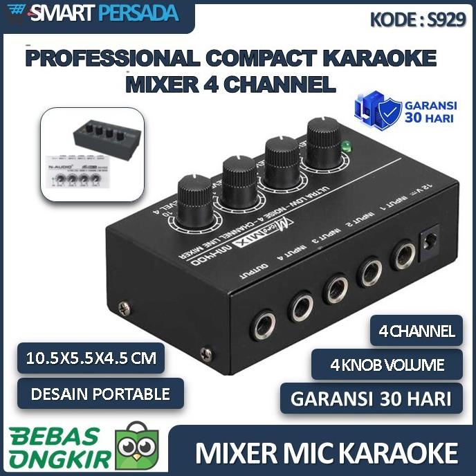 Mixser Audio Mini Mikser Mixer Sound Card Karaoke 4 Channel Compact