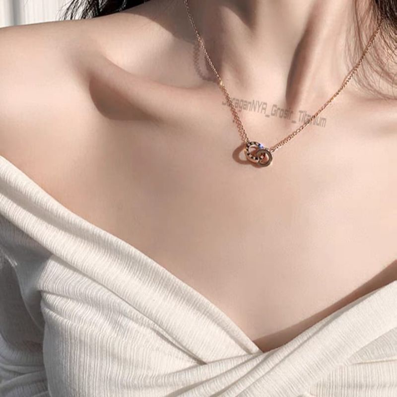 Kalung Titanium Elegant Full Mata Super Cantik Anti Karat Anti Luntur