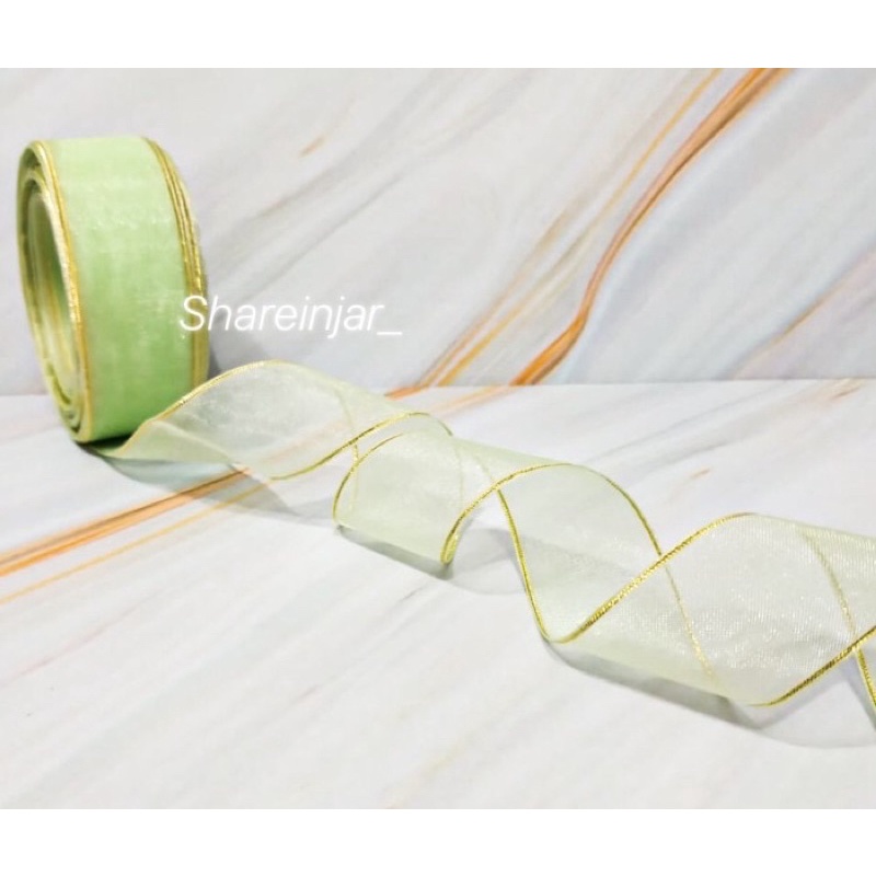 

Pita Organdi Hijau #D List Gold - Hiasan Kado Hampers Souvenir