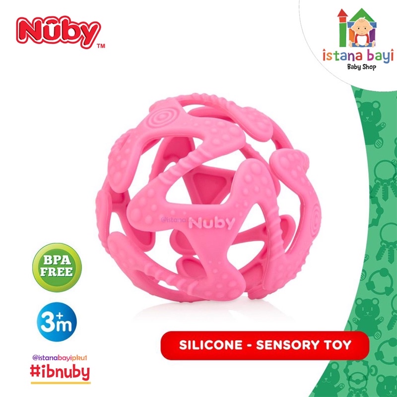 Nuby Tuggy Teething Ball - Mainan Teether Silicone / Mainan Gigitan Bayi