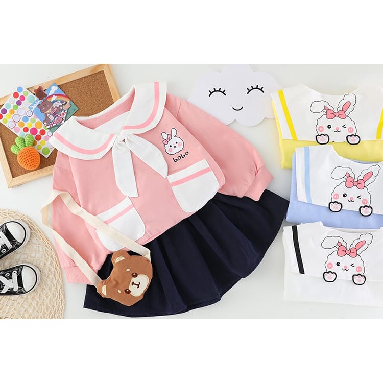 Zahra Setelan Anak Perempuan Bobo Set Bahan Fleece | Pakaian Anak Kekinian Umur 1-5 Tahun