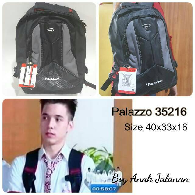 Tas Sekolah Backpack Palazzo 35216 Black Hitam Boy Anak Jalanan Stefan William