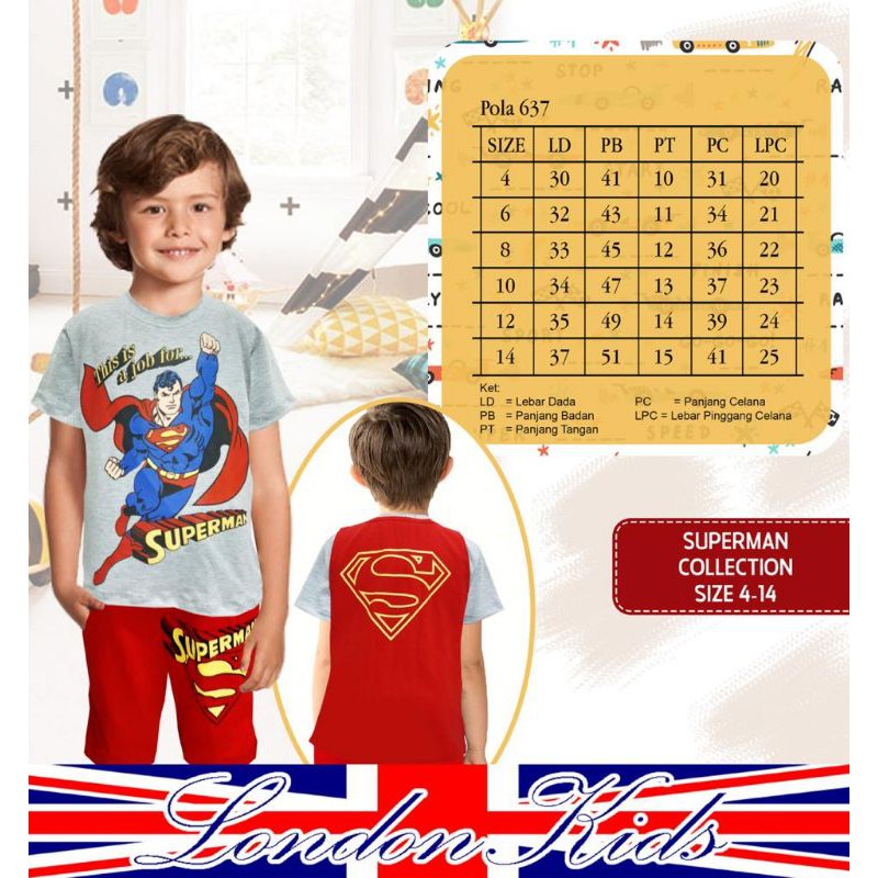 Stelan london kids superman sayap untuk umur 2~7tahun