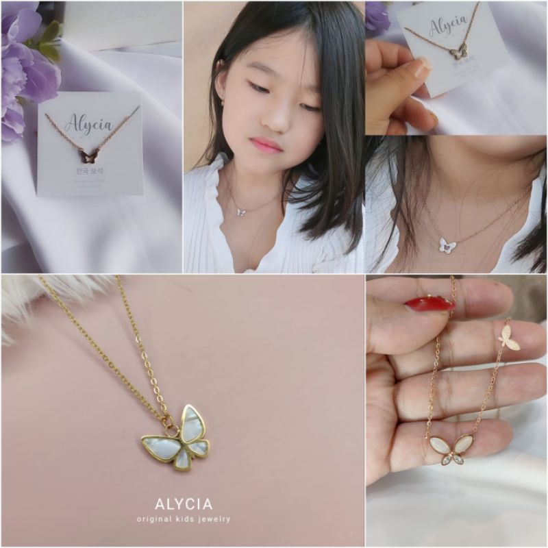 kalung anak kupu kupu titanium anti karat butterfly