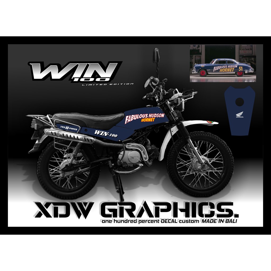 Stiker Honda Win 100 Hudson Hornet B full bodi