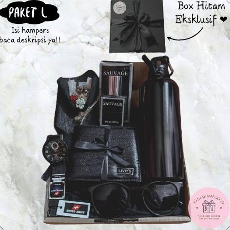 

Paket L Eksklusif Black Kado Gift Box Hampers Cowok Pria Hadiah Ultah TERLENGKAP Kode 226
