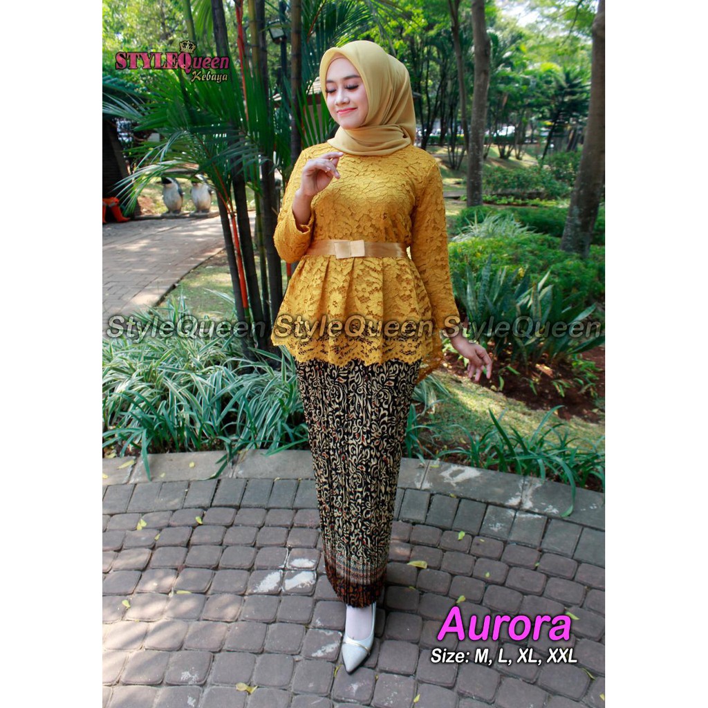 SB Collection Stelan Kebaya Risa Blouse Brukat Pita Dan Rok Plisket Maxi Jumbo Batik Wanita