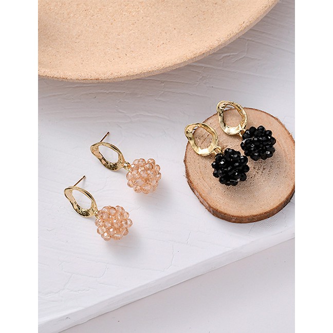 LRC Anting Tusuk Fashion Crystal Woven Ball Earrings D27880