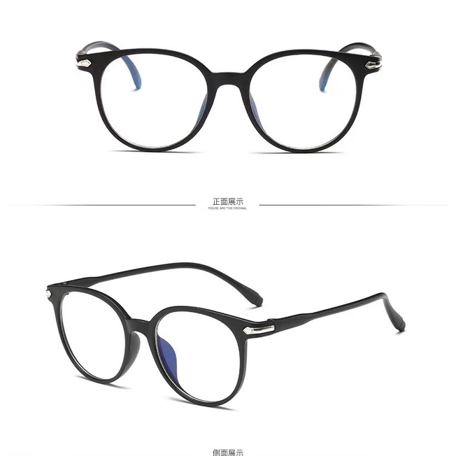 {Barang Tiba Pembayaran}Kacamata  Putaran Wanita Pria Dan Wanita Yang Nyaman-14-6 Bright black