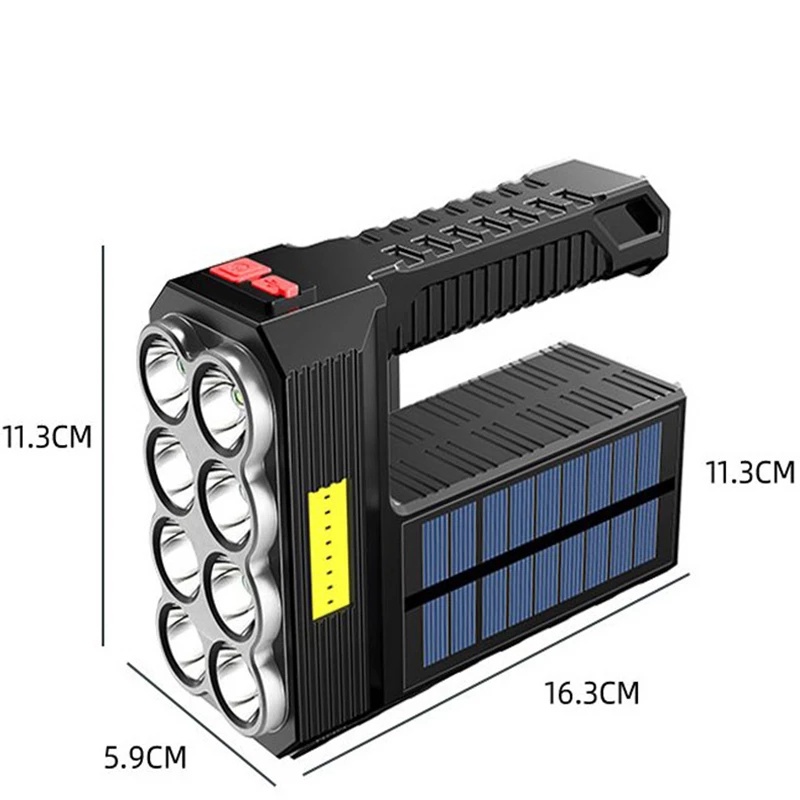 1 Set Lampu Senter 8-LED 4-Mode Lumen Anti Air Kualitas Tinggi Untuk Darurat / Camping / Outdoor