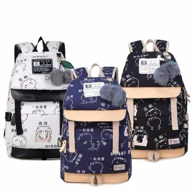 (COD)TAS BACKPACK JEPANG MONSTA X CORTOON JAPAN KPOP / TAS RANSEL WANITA  MULTIFUNGSI ALA KOREA TAS SEKOLAH