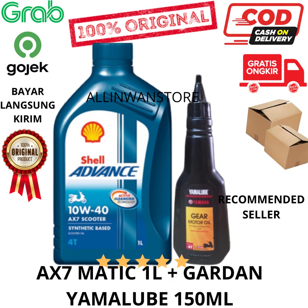 PAKET OLI SHELL ADVANCE AX7 MATIC 10W40 1L Liter + OLI GEAR YAMALUBE 150ml