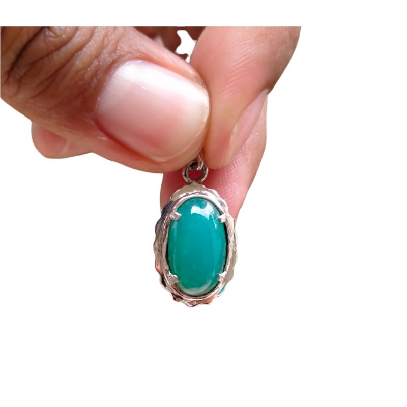 Natural Bacan Liontin Ring Perak HM