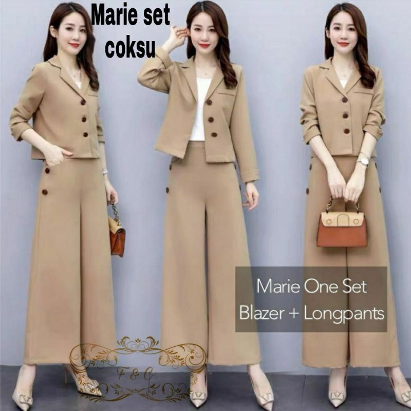 COD Baju Setelan Wanita Trend Kekinian Terbaru 2021/ Stelan Celana One Set Blazer Kerja Kantor Polos
