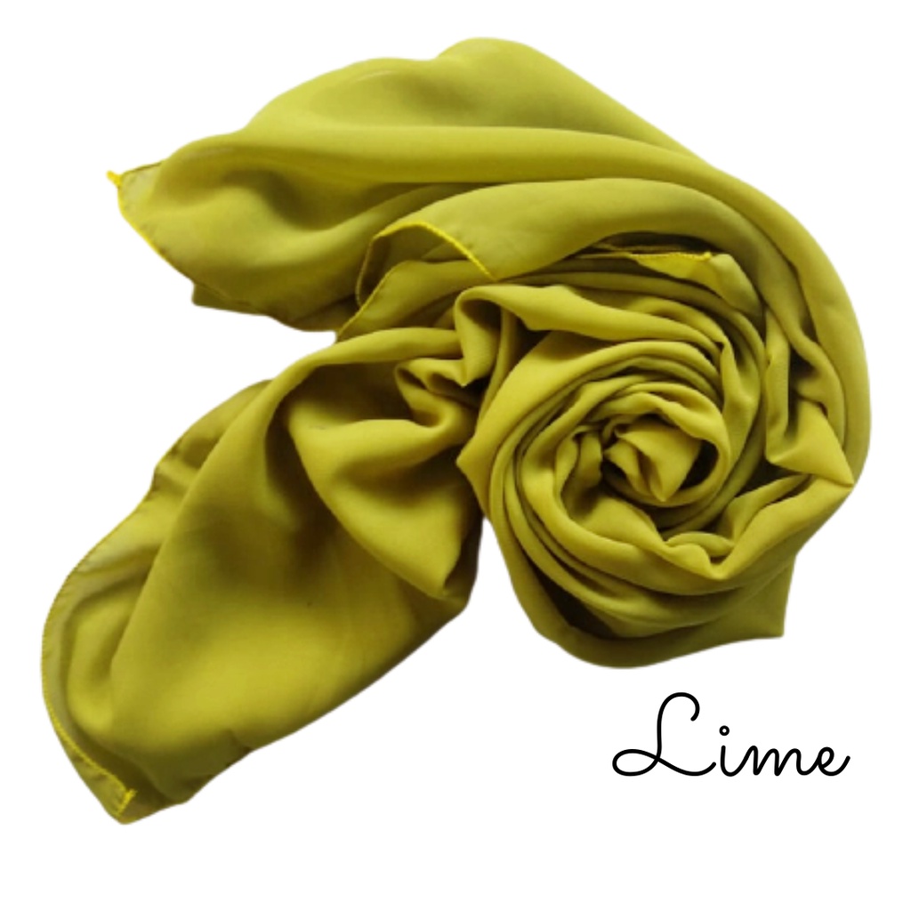 HIJAB SEGI EMPAT BELLA SQUARE POLYCOTTON PREMIUM / JILBAB BELA SQUARE 12PCS MUAT 1KG-LIME