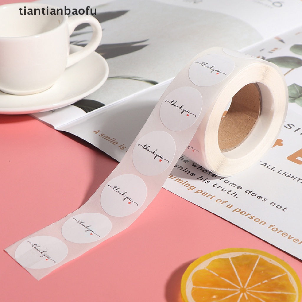 [tiantianbaofu] 500pcs/roll Round White paper label sticker thank you sticker scrapbook 1 inch Boutique